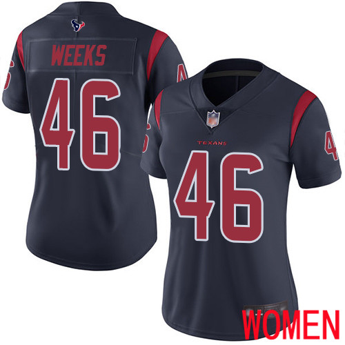 Houston Texans Limited Navy Blue Women Jon Weeks Jersey NFL Football #46 Rush Vapor Untouchable->women nfl jersey->Women Jersey